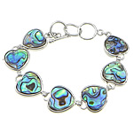 Abalone Shell Bracelets, with Brass, Heart, platinum color plated Approx 8 Inch 