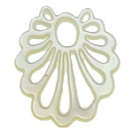 White Shell Cabochon, Flower, flat back & hollow, white Approx 
