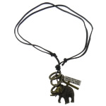 Cowhide Jewelry Necklace, with Zinc Alloy, Elephant Approx 17.5 Inch 