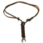 Cowhide Jewelry Necklace, with Zinc Alloy, coffee color Approx 35.4 Inch 
