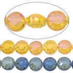 Flache runde Kristall Perlen, bunte Farbe plattiert, bunte versilbert & facettierte, mehrere Farben vorhanden, 14x14x10mm, Bohrung:ca. 1.5mm, verkauft von PC