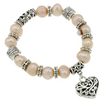 Freshwater Pearl Bracelet, with Elastic Thread & Zinc Alloy, natural, 9-10mm Approx 7.5 Inch 