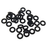 Gummi Sprung Ring, Kreisring, schwarz, 4x4x1mm, Bohrung:ca. 2mm, 20000PCs/Tasche, verkauft von Tasche
