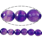 Natürliche Streifen Achat Perlen, rund, Weitere Größen für Wahl & facettierte, violett, Bohrung:ca. 1-2mm, Länge:ca. 15 ZollInch, verkauft von Strang
