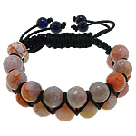 Ice Flower Agate Woven Ball Bracelets, with Nylon Cord, faceted, 10mm, 8mm Approx 6-11 Inch 