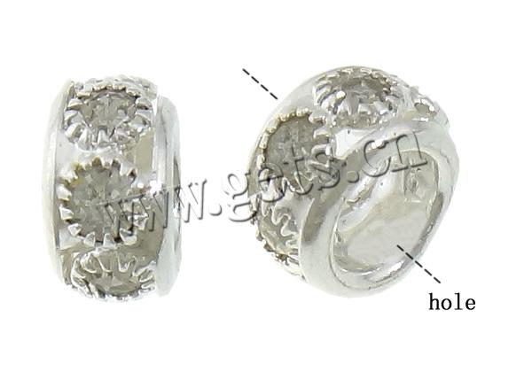 Strass Messing Europa Perlen, Rondell, plattiert, ohne troll & mit Strass, keine, 6x10mm, Bohrung:ca. 5mm, verkauft von PC