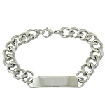 Stainless Steel ID Plate Bracelet, curb chain, original color  Approx 8 Inch 