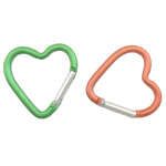Aluminum Carabiner Key Ring, with Iron, Heart, plated 