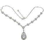 Cubic Zirconia Sterling Silver Necklace, 925 Sterling Silver, with 2 inch extender chain, Teardrop, plated, with cubic zirconia Approx 18 Inch 