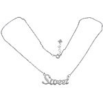 Sterling Silber Schmuck Halskette, 925 Sterling Silber, mit Verlängerungskettchen von 1 inch, Buchstabe, plattiert, Oval-Kette, keine, 30x12x1.5mm, 1.5x1.5x0.5mm, Länge:ca. 16 ZollInch, verkauft von Strang