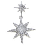 Cubic Zirconia Sterling Silver Pendants, 925 Sterling Silver, Star, plated, with cubic zirconia Approx 