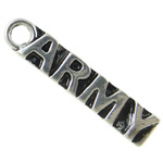 Zinc Alloy Message Pendants, Rectangle, word army, plated, with letter pattern 