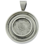 Stainless Steel Pendant Setting, 304 Stainless Steel, Flat Round, original color Approx Inner Approx 10mm, 3mm 