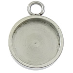 Stainless Steel Pendant Setting, 304 Stainless Steel, Flat Round, original color Approx 2.5mm, Inner Approx 10mm 