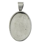 Stainless Steel Pendant Setting, 304 Stainless Steel, Flat Oval, original color Approx Inner Approx 