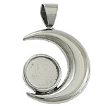 Stainless Steel Pendant Setting, 304 Stainless Steel, Moon, original color Approx Inner Approx 8mm 