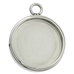 Stainless Steel Pendant Setting, 304 Stainless Steel, Flat Round, original color Approx 2.5mm, Inner Approx 14mm 