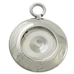 Stainless Steel Pendant Setting, 304 Stainless Steel, Flat Round, original color Approx 2mm, Inner Approx 8mm 