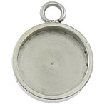 Stainless Steel Pendant Setting, 304 Stainless Steel, Flat Round, original color Approx 2mm, Inner Approx 18mm 