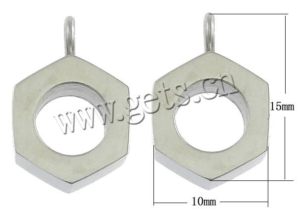 Stainless Steel Bail Bead, 304 Stainless Steel, Hexagon, Customized, original color, 10x15x5mm, Hole:Approx 2mm, 6mm, Sold By PC