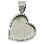 Stainless Steel Pendant Setting, 304 Stainless Steel, Flat Heart, original color Approx Inner Approx 
