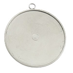 Stainless Steel Pendant Setting, 304 Stainless Steel, Flat Round, original color Approx 3.5mm, Inner Approx 40mm 