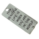 亜鉛合金のメッセージ ペンダント, 亜鉛合金, 長方形, メッキ, 無色 穴:約 4mm, 100パソコン/バッグ, 売り手 バッグ