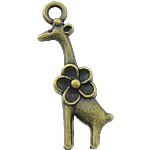 Zinklegierung Tier Anhänger, Giraffe, plattiert, keine, 13x25x4mm, Bohrung:ca. 2mm, ca. 666PCs/kg, verkauft von kg