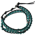 Wrap Bracelets, Cowhide, with turquoise & Zinc Alloy, stainless steel clasp , 9mm, 6mm Approx 16 Inch 