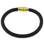 Cowhide Bracelets, Zinc Alloy, with Cowhide, plated, black, nickel, lead & cadmium free, 7mm Approx 8 Inch 