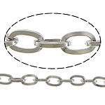 Cadena de enlace de cable de acero ioxidable, acero inoxidable, cadena oval, color original, 7x4x1mm, aproximado 100m/Grupo, Vendido por Grupo