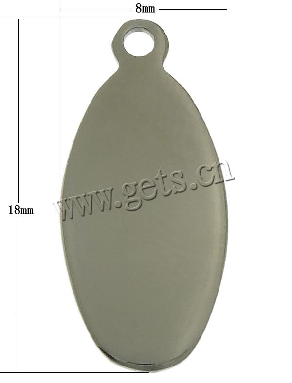 Stainless Steel Tag Charm, 304 Stainless Steel, Flat Oval, Customized, original color, 8x18x1mm, Hole:Approx 1.5mm, Sold By PC