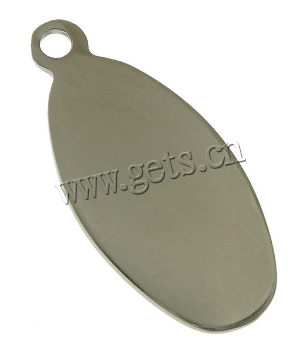 Stainless Steel Tag Charm, 304 Stainless Steel, Flat Oval, Customized, original color, 8x18x1mm, Hole:Approx 1.5mm, Sold By PC