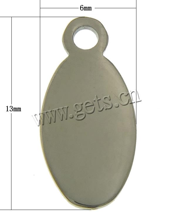 Stainless Steel Tag Charm, 304 Stainless Steel, Flat Oval, Customized, original color, 6x13x0.5mm, Hole:Approx 1.5mm, Sold By PC