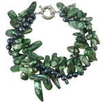 Perlen Armbänder, Natürliche kultivierte Süßwasserperlen, Messing Federring Verschluss, 6-7mm,8-14mm, Länge:7.5 ZollInch, verkauft von Strang