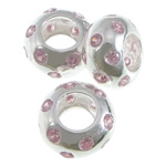 Rhinestone Sterling Silver European Beads, with 925 Sterling Silver, Rondelle, plated, without troll Approx 5.2mm 