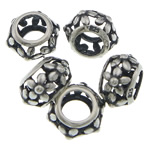 No Troll Thailand Sterling Silver European Beads, Drum, with flower pattern & without troll & hollow Approx 5mm 
