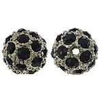 Rhinestone Zinc Alloy Beads, Round, antique silver color plated, Customized & with rhinestone, cadmium free, 12mm Approx 2mm 