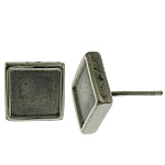 Edelstahl Ohrring Stecker, 304 Edelstahl, Quadrat, originale Farbe, 10x10mm, 0.7mm, Innendurchmesser:ca. 8x8mm, verkauft von Paar