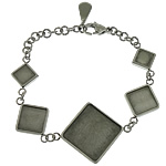 304 Stainless Steel Bracelet Setting, Rhombus, original color   Inner Approx   Approx 9 Inch 