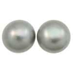 Half Drilled Cultured Freshwater Pearl Beads, Button, half-drilled, grey, 14mm Approx 0.8mm, Approx 