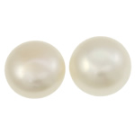 Half Drilled Cultured Freshwater Pearl Beads, Button, natural, half-drilled, white, 13-13.5mm Approx 0.8mm, Approx 