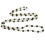 De agua dulce naturales collar de perlas largo, Perlas cultivadas de agua dulce, Arroz, sarta sola & 2-tono, 9-10mm, longitud:aproximado 47 Inch, Vendido por Sarta