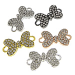 Rhinestone Zinc Alloy Connector, Bowknot, plated, Customized & with rhinestone & 1/1 loop, cadmium free Approx 3mm 