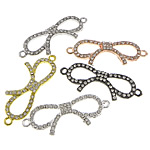 Rhinestone Zinc Alloy Connector, Bowknot, plated, Customized & with rhinestone & 1/1 loop cadmium free Approx 2.5mm 