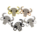 Animal Zinc Alloy Connector, Cow, Customized & with rhinestone & 1/1 loop cadmium free Approx 2mm 