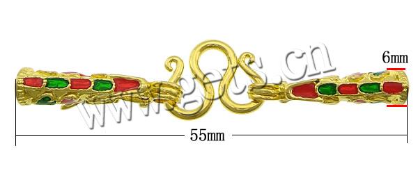 Brass M Clasp, gold color plated, with end cap & enamel & two tone, more colors for choice, 55x6mm, Hole:Approx 3mm, Sold By Set