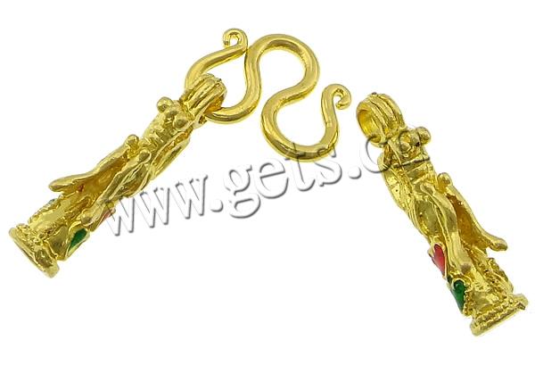 Brass M Clasp, gold color plated, with end cap & enamel & two tone, more colors for choice, 55x6mm, Hole:Approx 3mm, Sold By Set