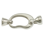 Brass Hook and Eye Clasp, platinum color plated, with end cap, nickel, lead & cadmium free 