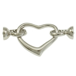 Brass Fold Over Clasp, Heart, platinum color plated, single-strand, nickel, lead & cadmium free Approx 1.5mm 